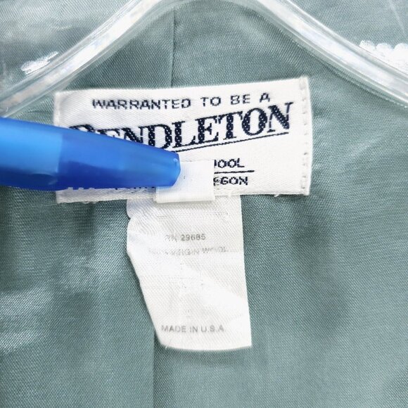 PENDLETON 100% Virgin Wool Teal Single Button Blazer MADE IN USA Size 4 - Picture 7 of 8